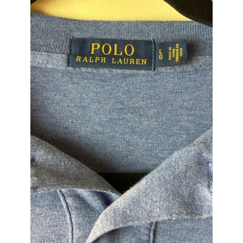 Mens L Polo Ralph Lauren Polo Shirt Blue Logo Slit Hem Short Sleeve Outdoor - Picture 4 of 10